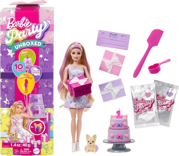 Produktbild Barbie Party Unboxed Haustier Geburtstag Serie - lila Kleid