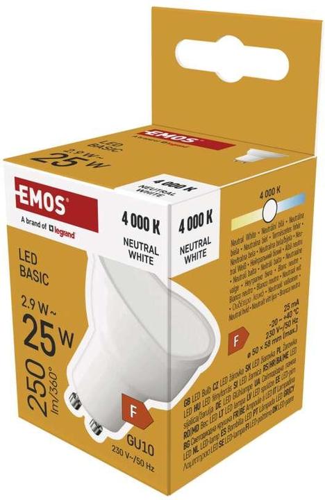 Emos LED Lampe Basic MR16 / GU10 / 2,9 W (25 W) / 250 lm / Neutral Weiss (GU10, 2.90 W, 250 lm, 1 x, F)