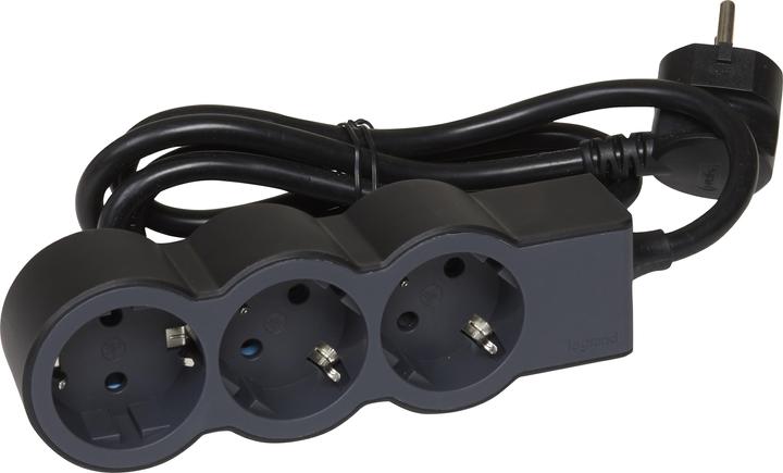 Actual product image Legrand Flat socket strip 3x socket, 3 metre cable Black 694560 (3 x, CEE 32/3, 3 m)