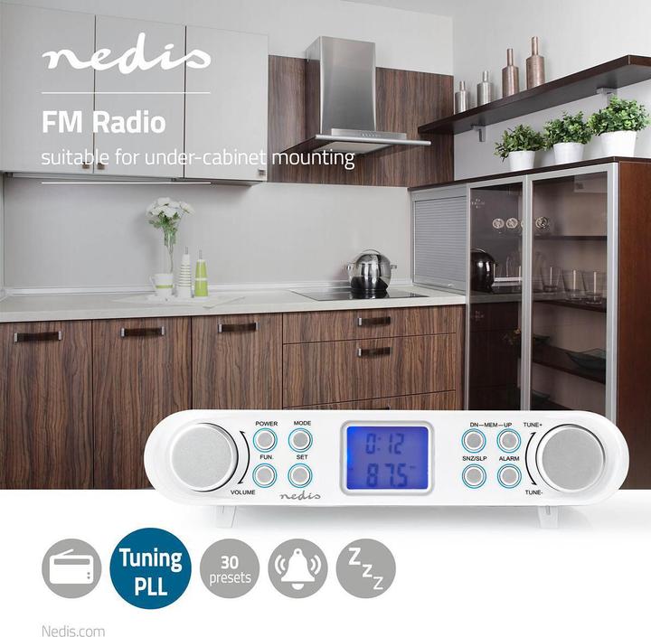 Productafbeelding Nedis Keukenradio FM-radio Onderkastradio 30 voorkeurzenders Display met automatische D (FM)