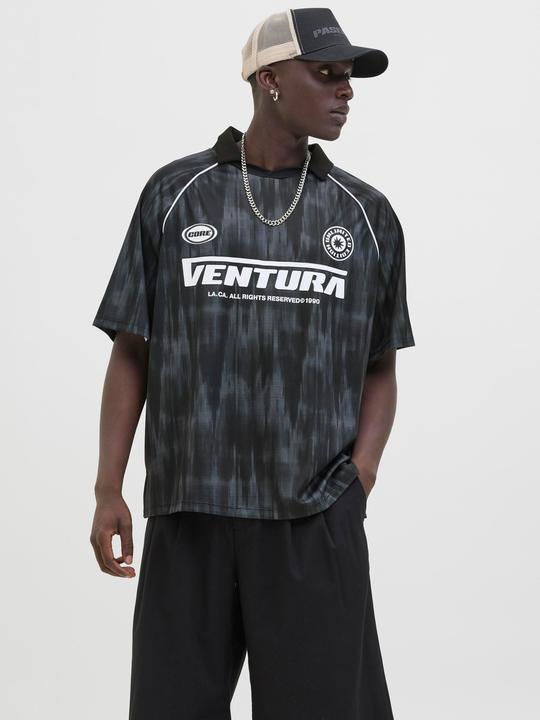 Actual product image Jack & Jones Jcoretreat Aop Mesh Open Collar Polo Ss (L)