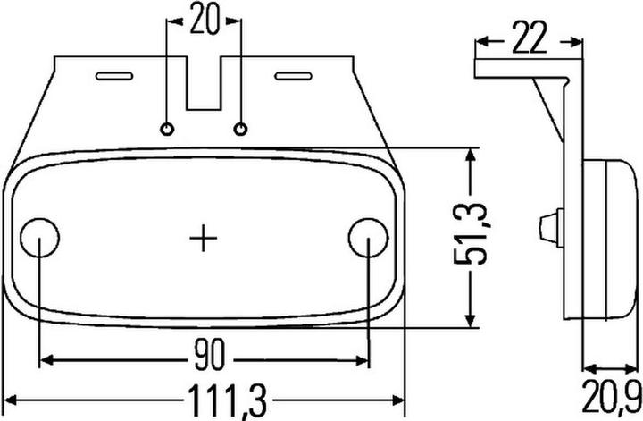 Produktbild Hella 20 Seitenmarkierungsleuchten seitlicher Anbau LED Anbau für DAF