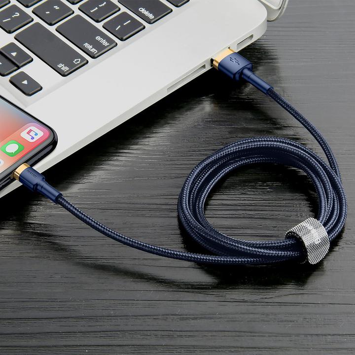 Productafbeelding Baseus Cafule Lightning kabel 1.5A 2m (Goud+Donkerblauw) (2 m, 15 W)