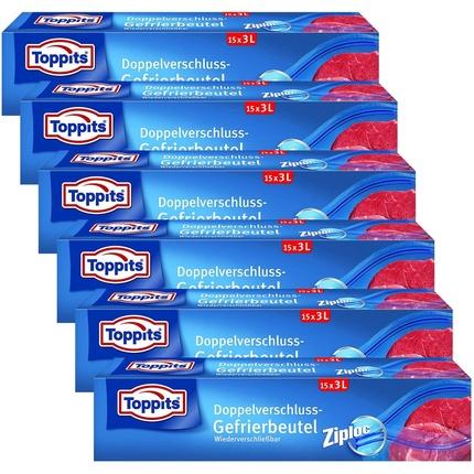 Toppits Safeloc Zipper-Gefrierbeutel 3 Liter 15 (15 x)