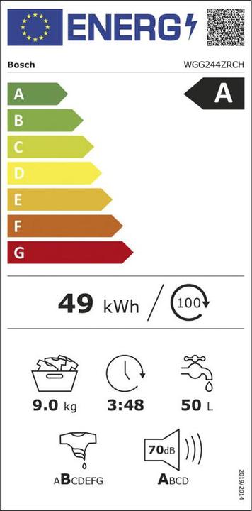 Energie-Label Bosch Hausgeräte WQG2330RCH & WGG244ZRCH (8 kg, Rechts)