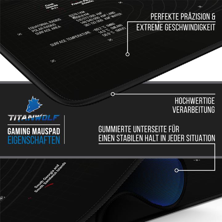 Actual product image Titanwolf Gaming Mouse Pad, XXXL Speed Mouse Mat 1200 x 600 mm, Speed & Precision, World Map red