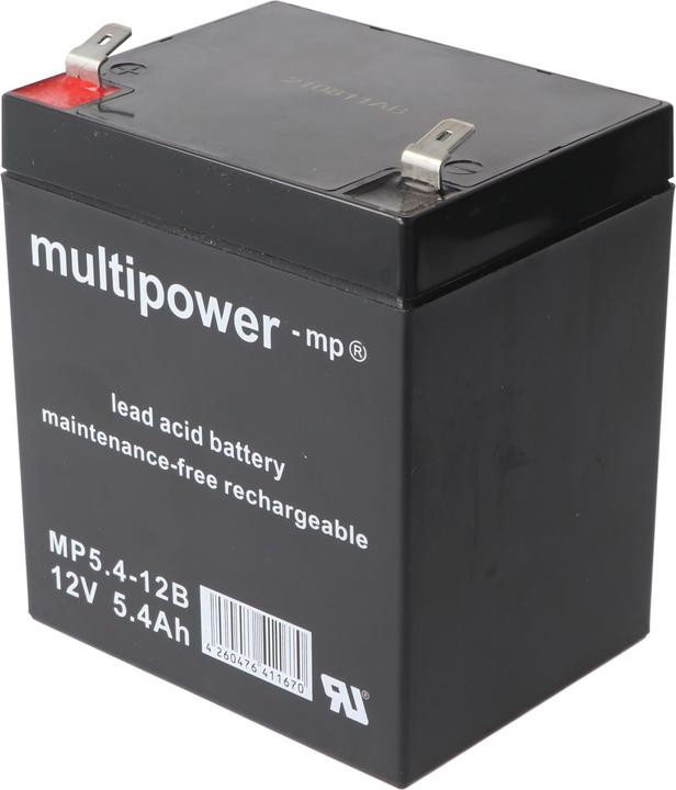 Multipower MP5.4-12B 12V 5,4Ah 6,3mm Faston Bleiakku AGM Blei Gel Akku (12 V, 5.40 Ah)