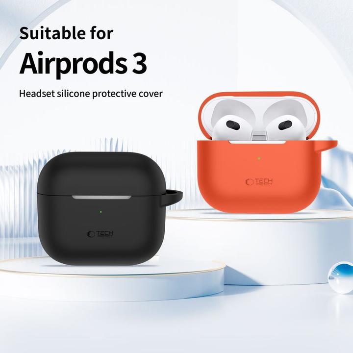 Actual product image Tech-Protect Silicone Hook Case for Apple AirPods 3 - Green (Headphone sleeve)
