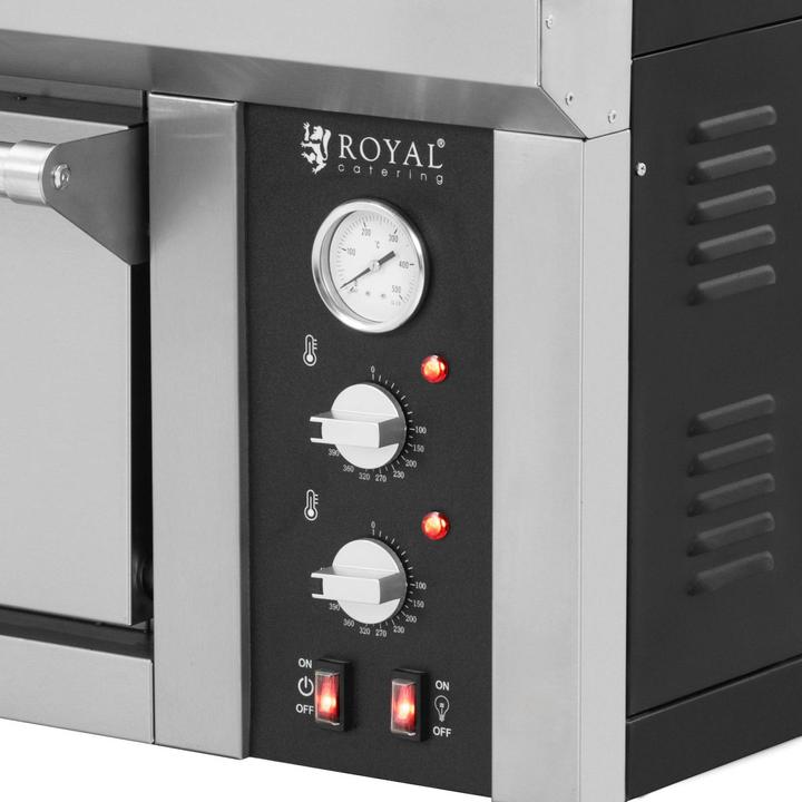 Produktbild Royal Catering Elektro-Pizzaofen 1 Backkammer 450 °C Ober-/ Unterhitze für 8 Pizzas mit Ø 33 cm (Pizzaofen Elektro)