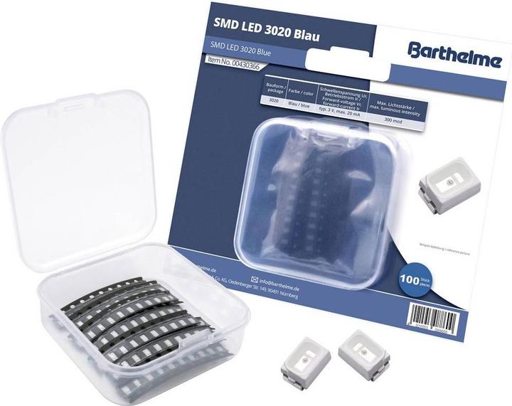 Actual product image Barthelme SMD LED set 3020 Blue 300 mcd 120° 20 mA 3 V 100 pcs. Bulk