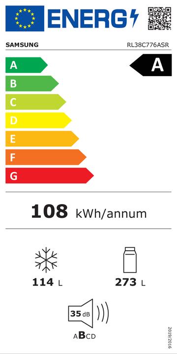 Energie-Label Samsung RL38C776ASR/EG BESPOKE Edelstahl (387 l)