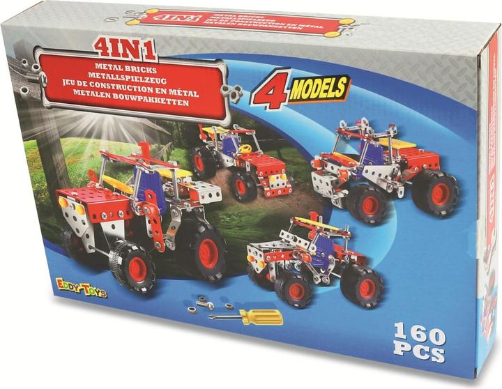 Produktbild Eddy Toys Metallspielzeug, 4 Modelle LKW/2xTraktor/Jeep, 160 Teile