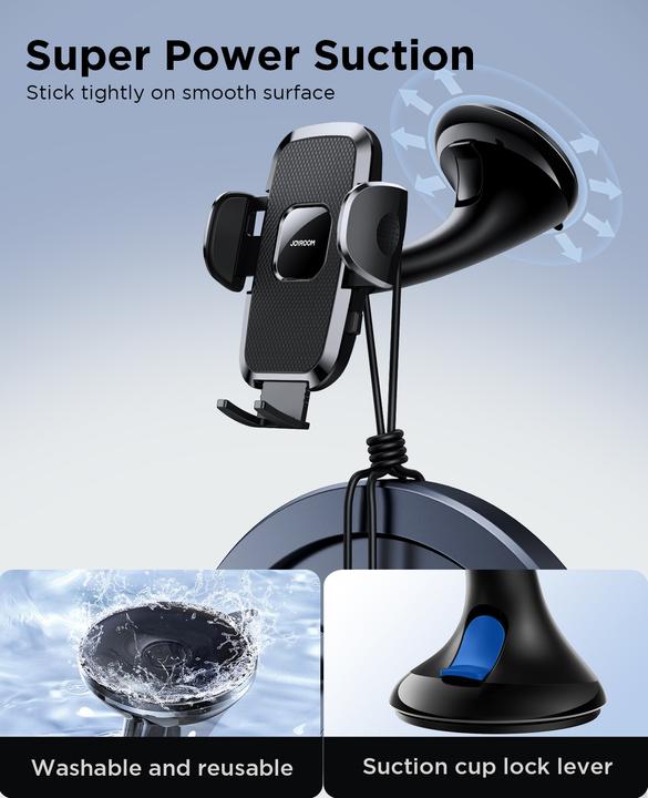 Immagine prodotto Joyroom Supporto per dispositivo mobile a 360° con ventosa per parabrezza e dashboard - Nero