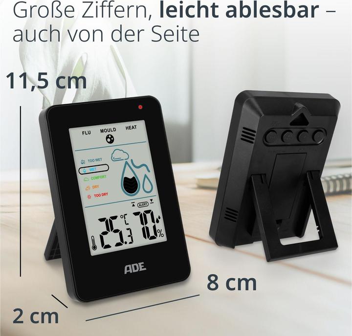 Actual product image ADE Thermo-/Hygrometer digital Schwarz, Funktionen
