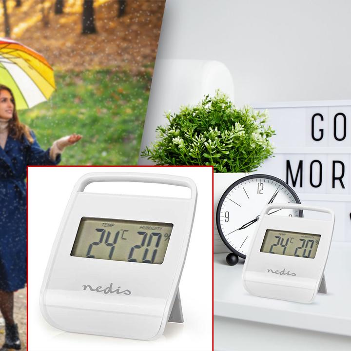 Produktbild Nedis Digitales Thermometer | Innenbereich | Raumtemperatut | Raumfeuchtigkeit | Weiss