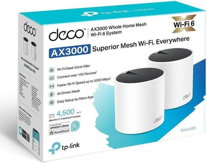 Actual product image TP-Link DECO X55(2-PACK) - Deco X55 - Mesh Wi-Fi 6 system (2-pack) (2402 Mbit/s)