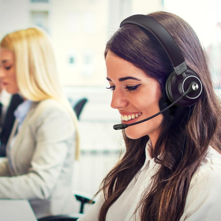 Produktbild CSL Wireless Headset, Bluetooth Kopfhörer mit flexiblem hochklappbarem Mikrofon, kabellos, leicht (Kabellos, USB-A)