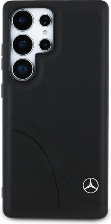 Actual product image Mercedes Leather Curved Stitches Case for Samsung Galaxy S25 Ultra - Black (Samsung Galaxy S25 Ultra)