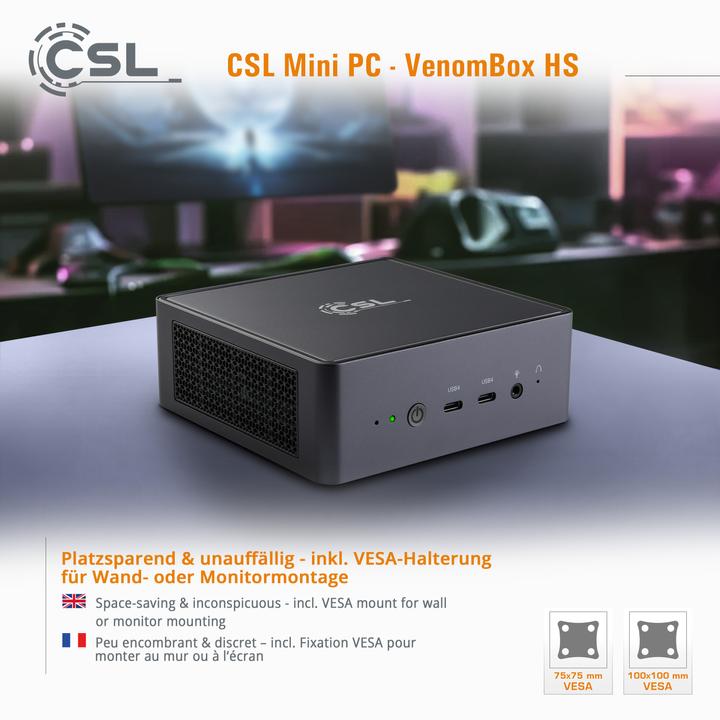 Produktbild CSL Mini-PC VenomBox HS (AMD Ryzen 7 7840HS, 16 GB, 2000 GB, Radeon 780M)