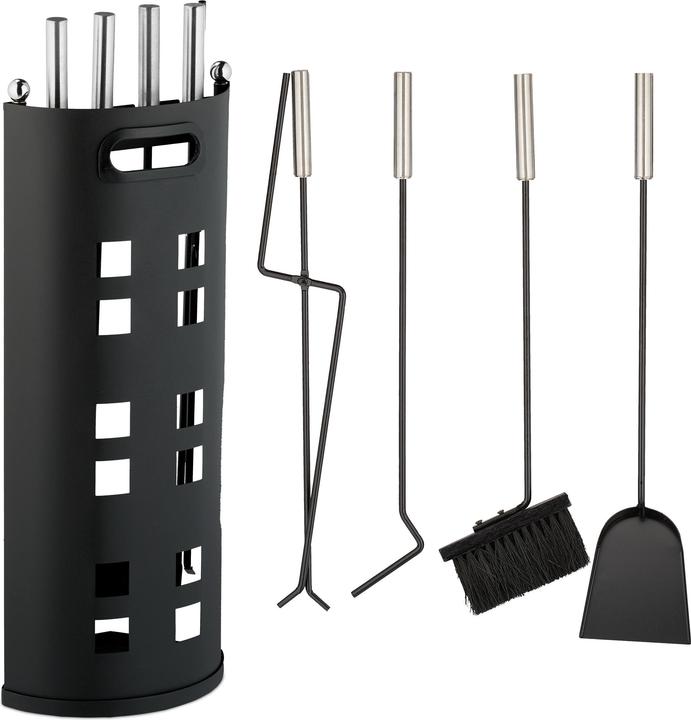 Produktbild Relaxdays 5-tlg. Kaminbesteck-Set (22 x 15 x 61 cm)