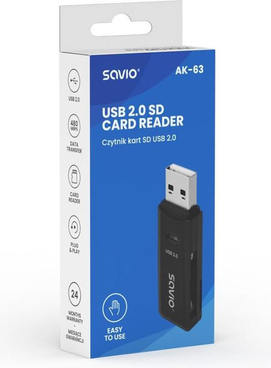 Produktbild Savio SD-Kartenleser USB 2.0 AK-63 (USB-A)