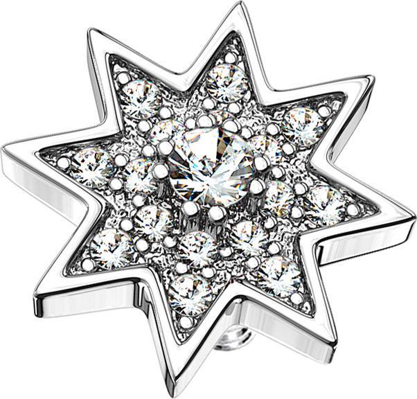 Star Piercing Dermal Anchor silber Stern mit Kristall (Chirurgenstahl 316L, Messing)