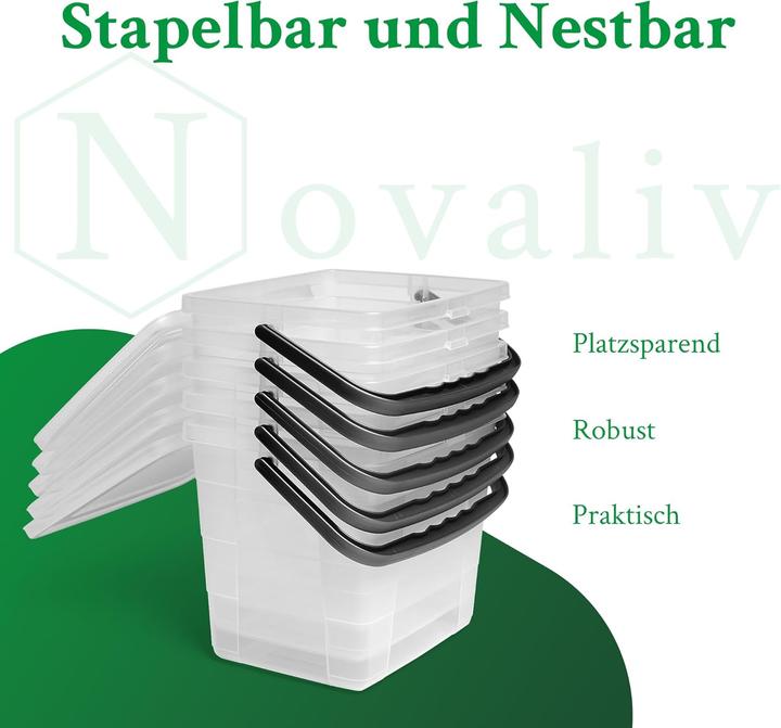 Actual product image Novaliv Sparset Waschmittelbox mit Deckel 4 Liter + 7 Liter Transparent und Dosierlöffel Box Waschpu (7 l)
