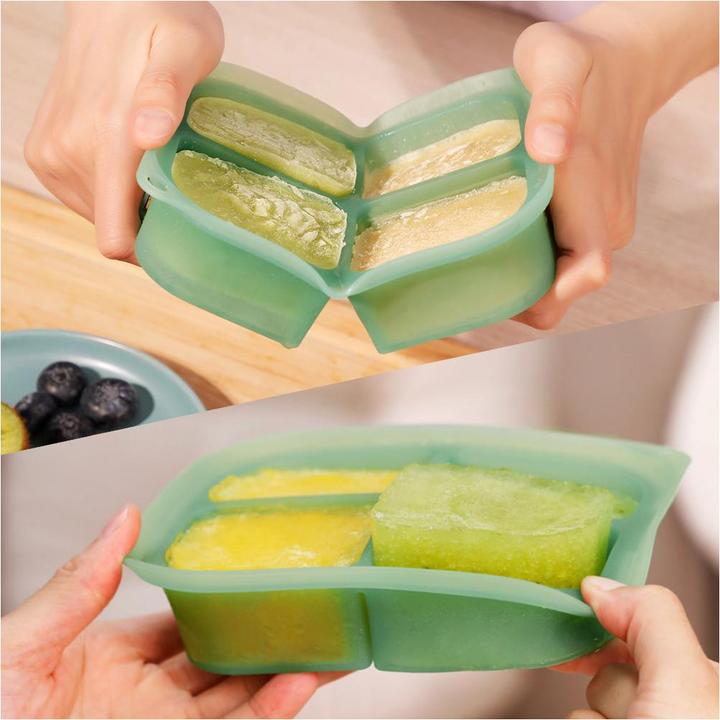 Actual product image Haakaa Easy-Freeze Tray - 4 Compartments - Pea Green