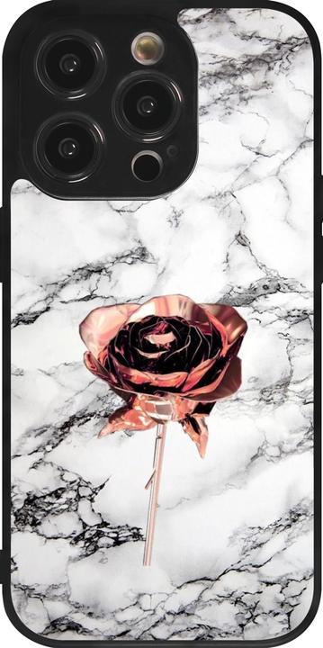 Produktbild PhoneLook Hülle Silikon schwarz Marble Rose Gold (Apple iPhone 14 Pro)