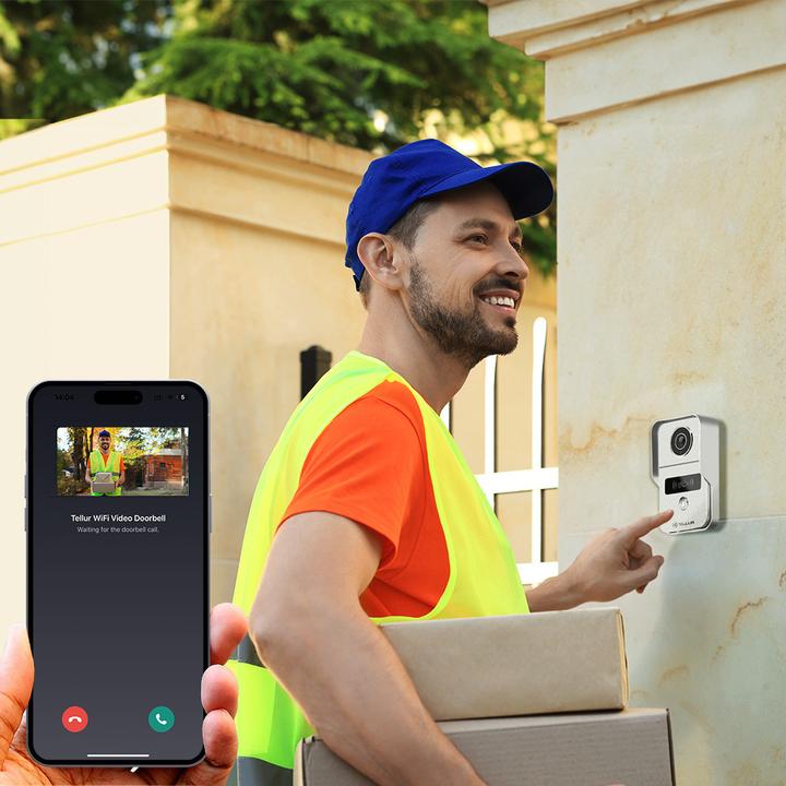 Immagine prodotto Tellur Campanello video WiFi intelligente 1080P, funzione di sblocco, suoneria per interni, grigio (Cablato)