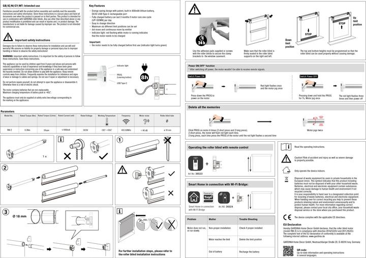 Nährwerte und Zutaten Gardinia Rollomotor RM-2 für Rollowelle Ø 18 mm