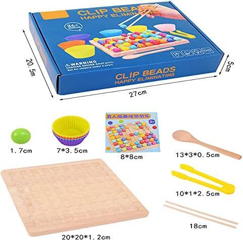 Produktbild Activity Board Holzspielzeug Brettspiele Kinder, Spielzeug, Clip Perlen Spiel Puzzle Board, Regenbogen Ball