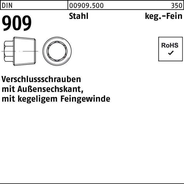 Produktbild Verschlussschraube DIN 909 m.Aussen-6-kant M 16 x 1,5 Stahl