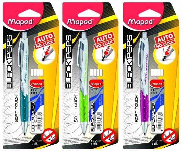 Actual product image Maped Mechanical pencil 0,7mm 4wheel +12 leads,Black Peps (0.70 mm, HB, 1 x)