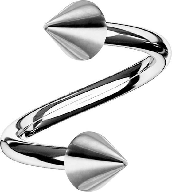 Star Piercing Micro Spirale silber mit zwei Cones (ohne Messing, Titan G23)