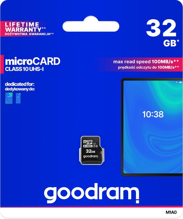Image du produit Goodram 32GB microSD classe 10 UHS I (32 Go, microSDHC, U1, UHS-I)