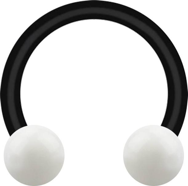 Immagine prodotto Star Piercing Micro Circular Barbell nero con due sfere bianche (Acrilico, senza ottone)