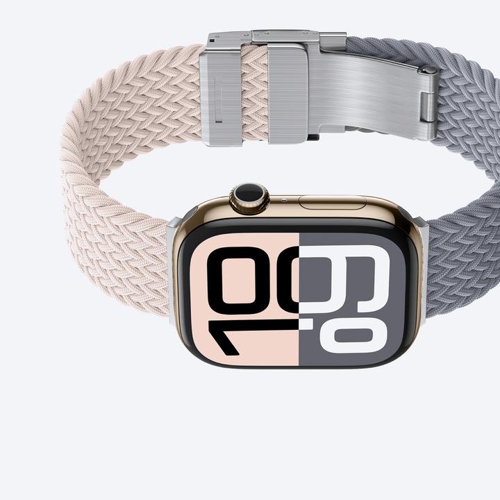 Produktbild Amazingthing 2er-Set Blend Band für Apple Watch 45/46/49 mm - Pink-Grau/Pink (Edelstahl, Nylon)