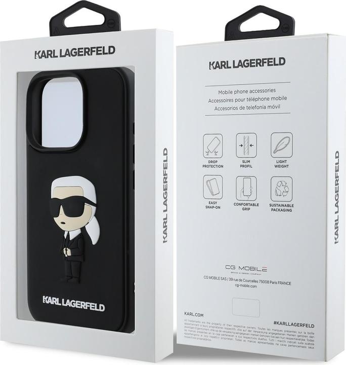 Actual product image Karl Lagerfeld 3D Rubber Ikonik Case for iPhone 16 Pro Max Black (Apple iPhone 16 Pro Max)