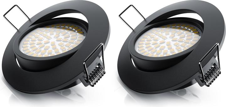 Produktbild Brandson 2x LED Deckenspot, dimmbar & schwenkbar, Einbaustrahler, Einbauleuchte, Einbauspot, schwarz, 2er Set (320 lm)