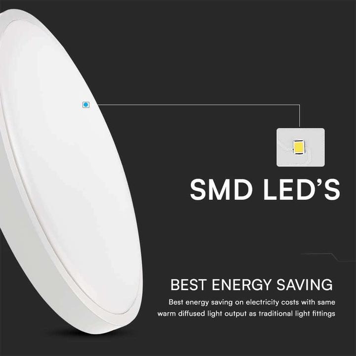 Produktbild No Name Plafon V-TAC 24W LED SAMSUNG CHIP Okrągły 29cm Natynkowy IP44 Biały VT-8624 4000K 2500lm 5 Lat Gwara (2500 lm)