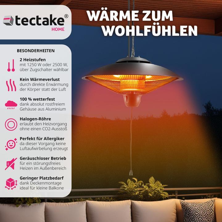 Produktbild tectake Solaris Infrarotheizstrahler Orbit 2500W, Aluminiumgehäuse (2500 W)
