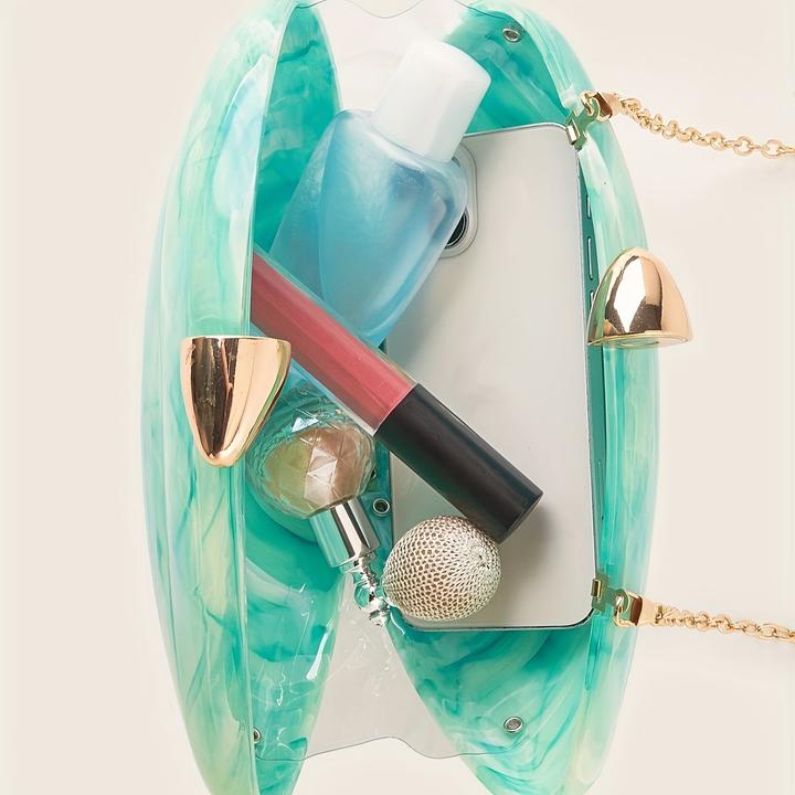 Actual product image Only-Bags.Store Elegant marble bag with magnetic fastening and detachable chain - vintage-inspired evening bag