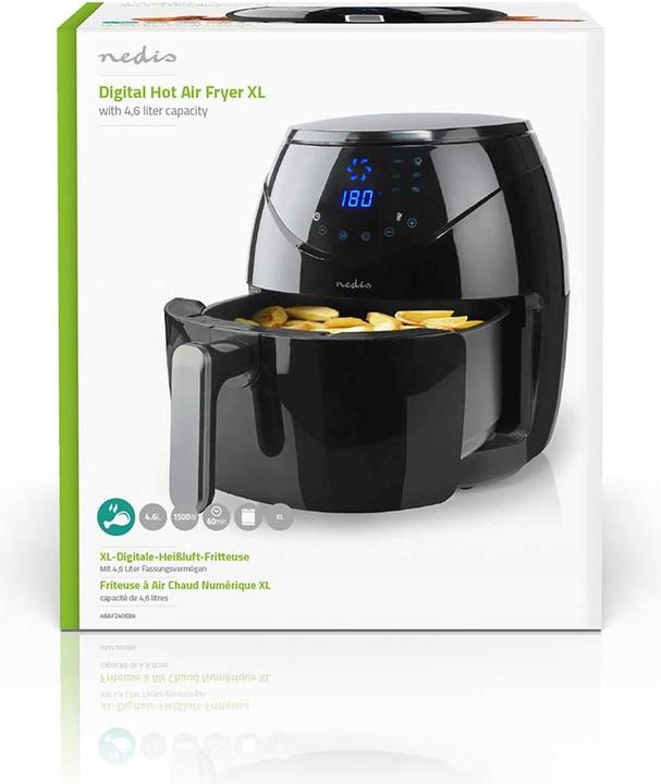 Immagine prodotto Nedis Friggitrice ad aria calda 4,6 l Timer: 60 min Digitale Nero (Spina UE)