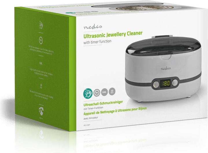 Immagine prodotto Nedis Detergente per gioielli a ultrasuoni, 600 ml, timer (43 kHz, 600 ml)