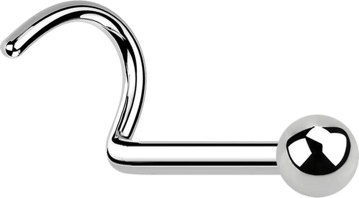 Star Piercing Nasenstecker gebogen silber mit Kugel (ohne Messing, Chirurgenstahl 316L)