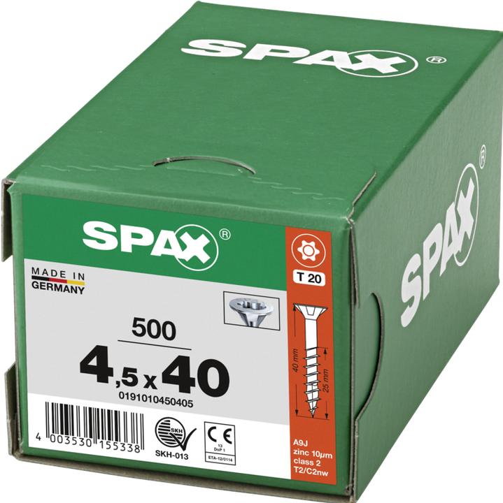 Produktbild Spax Spanplattenschrauben SK T20 4,5x40 mm (500 Schrauben pro Stück)