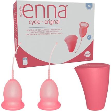 Actual product image Enna Menstrual Cups Size M with Applicator and Steriliser Box - Pack of 2 (M)