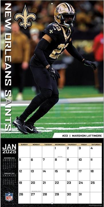 Produktbild NFL - New Orleans Saints - 30.5 x 30.5 cm Team Wandkalender 2025 (30.5 x 30.5 cm, Französisch, Italienisch, Spanisch, Deutsch, Englisch)
