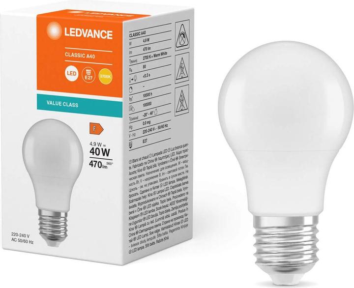 Immagine prodotto Ledvance Lampada a LED (E27, 4.90 W, 470 lm, 1 x, F)